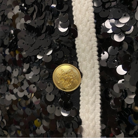 J.Crew | Mariner jersey lady jacket with sequins | Black/White | Size M - Picture 13 of 16